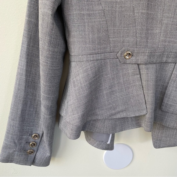 White House Black Market Single Button Yarn Dye Suit Jacket 6 Marled Gray - Picture 9 of 12